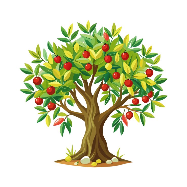 Vector fruit trees flat style vector illustration concepts
