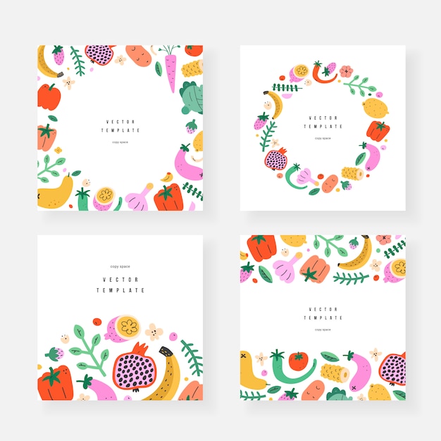 Fruit and vegetable template banners