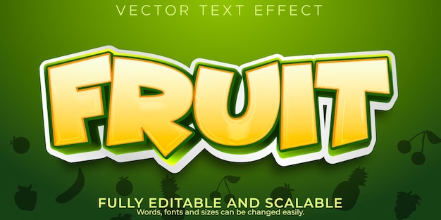 Vector fruit vegetable text effect, editable natural and fresh text style