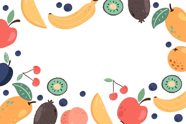 Vector fruit vegetarisch veganistisch eten salade exotische zomer banner poster conceptontwerp grafisch