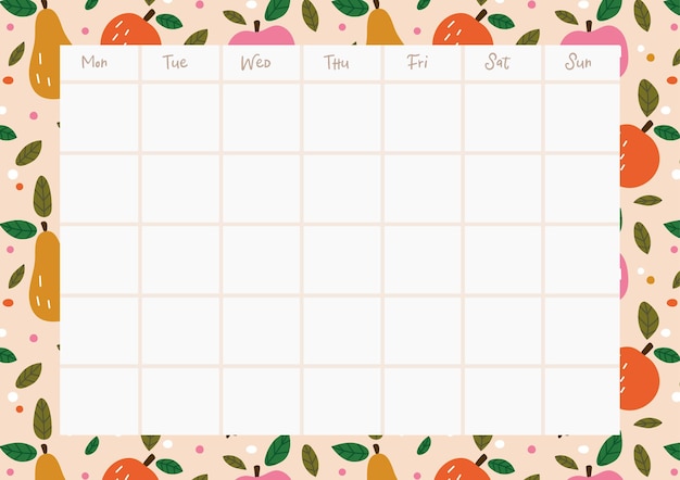 Vector fruit wekelijkse planner