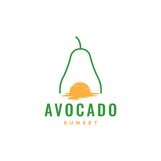 Fruitavocado met zonsonderganglogo-ontwerp