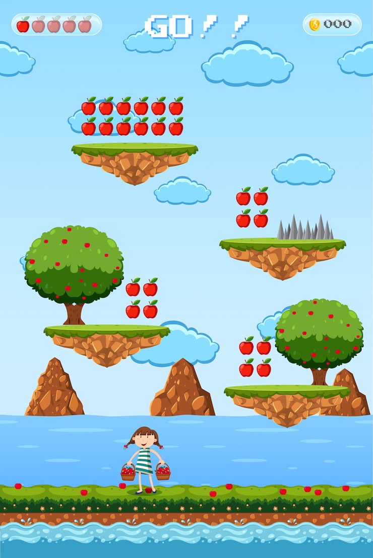 वेक्टर a fruite picking game template