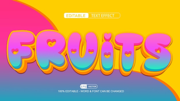 Fruits 3d Editable Text Effect EPS Vector Style