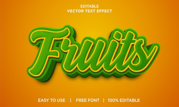 Frutti effetto testo modificabile 3d psd premium con sfondo