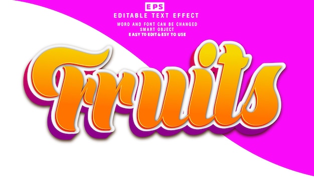 Frutta 3d effetto testo modificabile vettore con sfondo