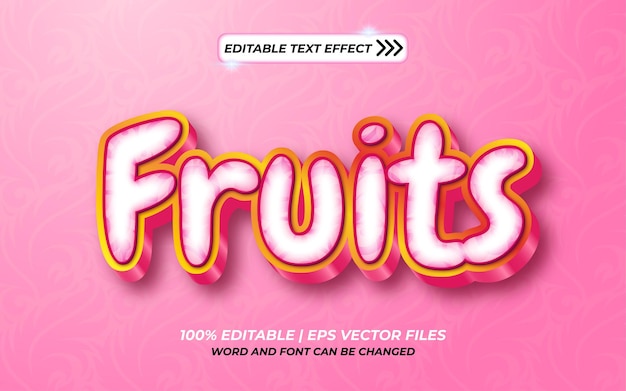 Vector fruits 3d editable text effect