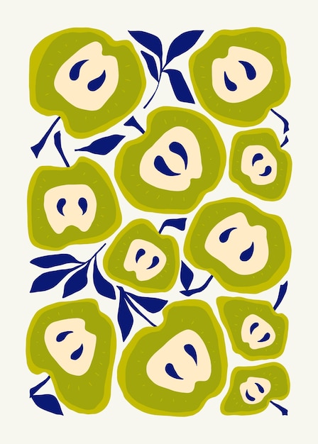 Вектор Фрукты абстрактные элементы еда и здоровая композиция современный модный минималистский стиль матисса