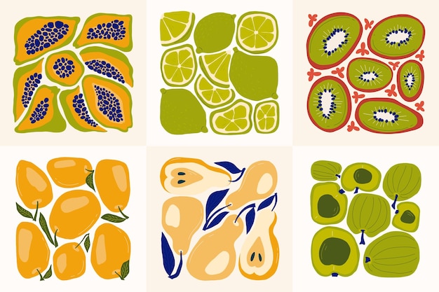 果物の抽象的な要素食品と健康的な組成物現代のトレンディなマティスのミニマル スタイル