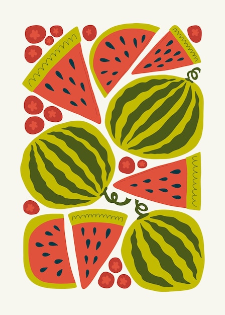 Fruits abstract elements Food and healsy composition Modern trendy Matisse minimal style