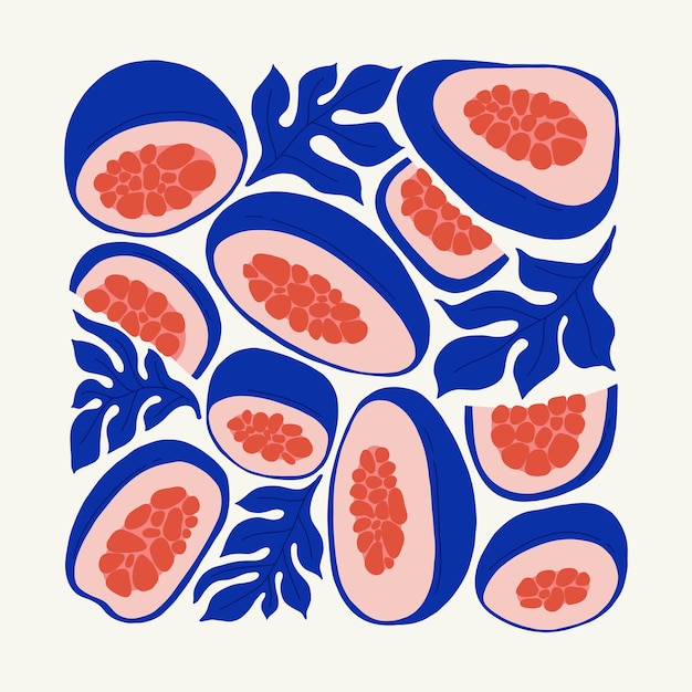 Fruits abstract elements Food and healsy composition Modern trendy Matisse minimal style