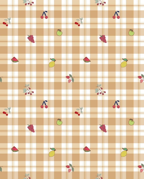 FRUITS CHECK KITCHEN REPEAT SEAMLESS PATTERN VECTOR