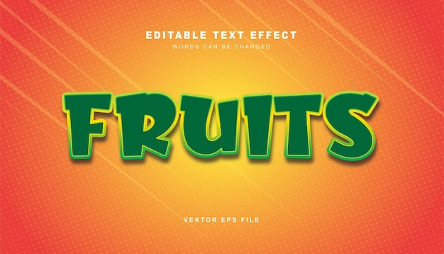 Vettore effetto testo modificabile frutta