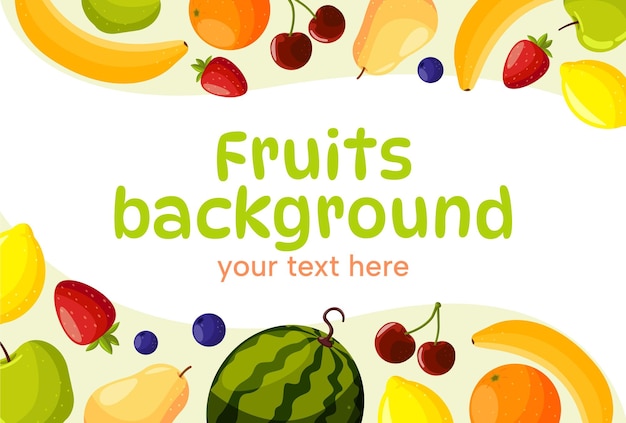 Fruits frame with space for text vector graphics fruits background