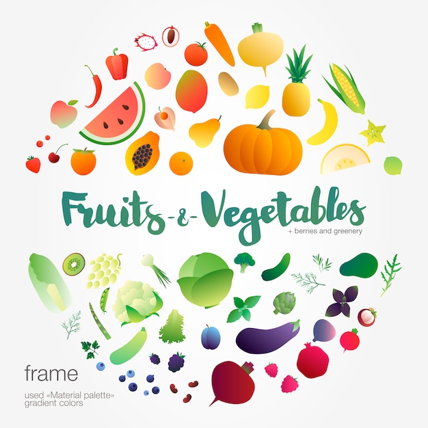 Vector fruits gradient frame