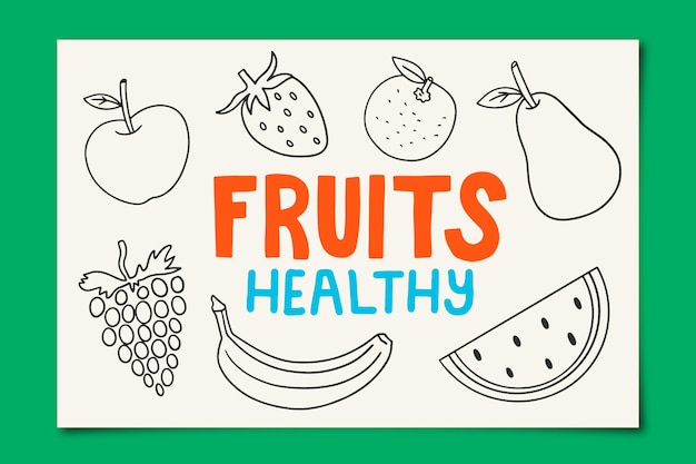 Fruits Healthy Linear Drawing Set