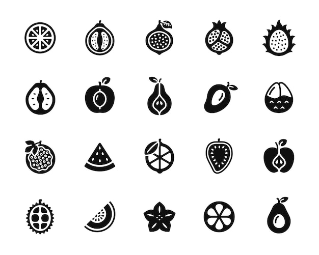 Fruits icon set isolated on white background