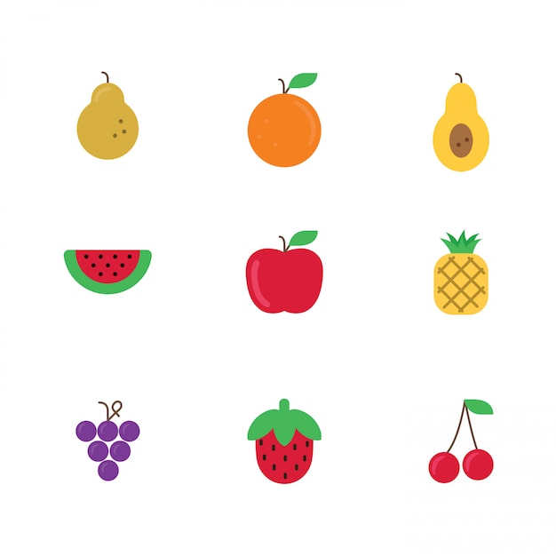 Fruits icons colored