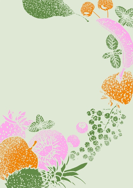 Fruits illustration sketch style with spray texture