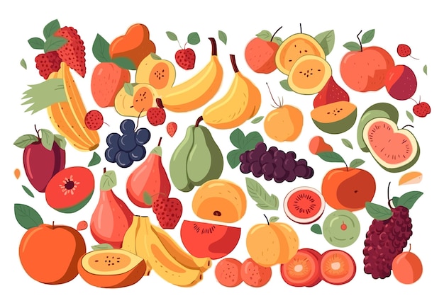 Fruits illustration on white transparent background