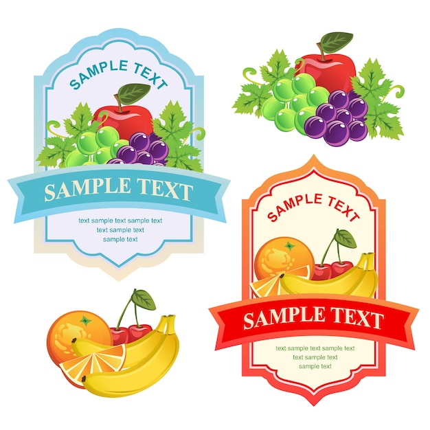 Vector fruits label collection