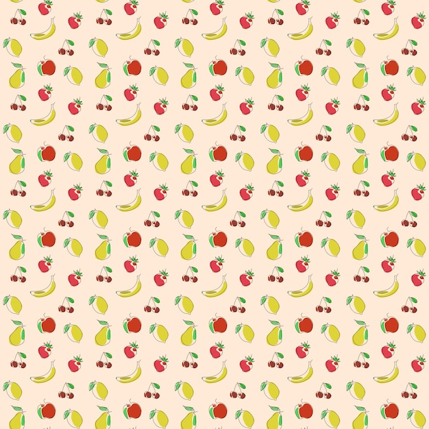 Vector fruits line art pattern