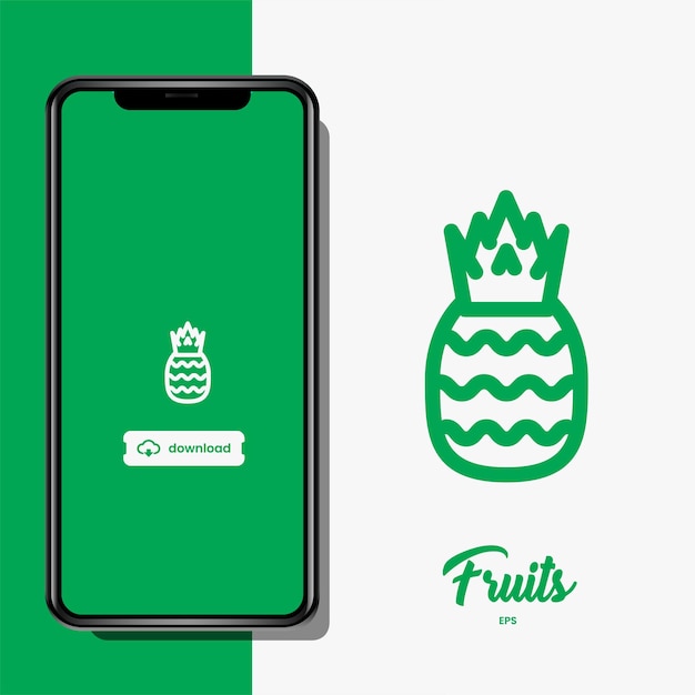 Vettore icona della linea di frutta e set di icone dello smartphone