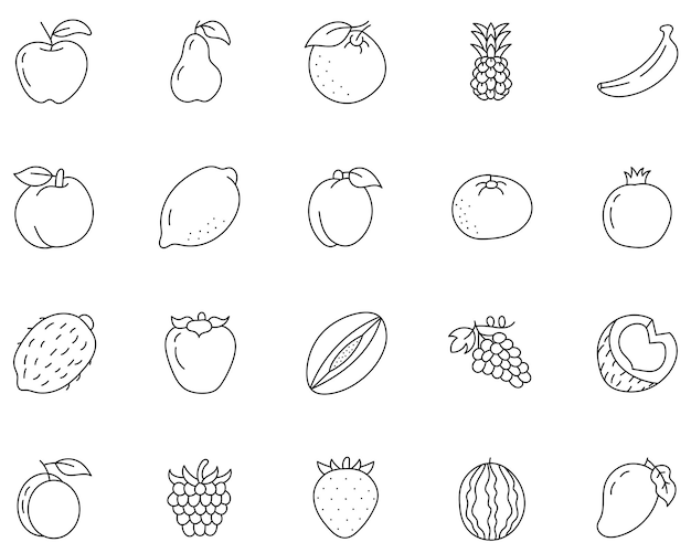 Fruits line icons