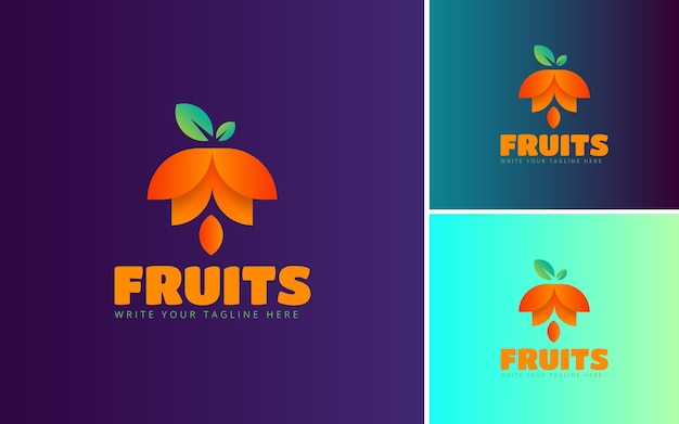 Design del logo di frutta in stile moderno per il vettore di succo