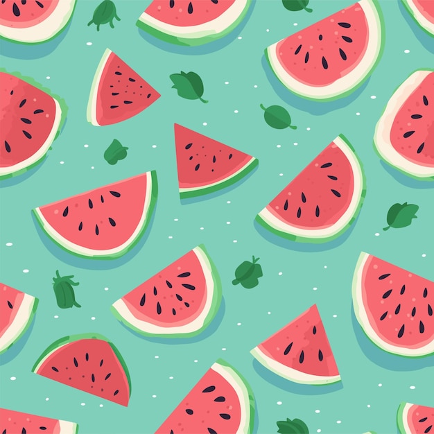 Fruits pattern with watermelon illustration of watermelon seamless sweet summer pattern