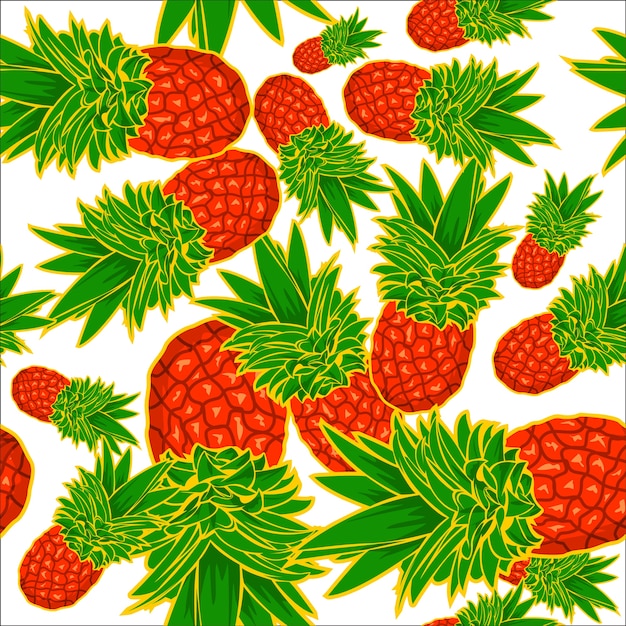 Vector fruits pineapple seamless patterns vector