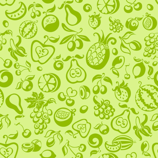 Fruits seamless background, sweets vector pattern