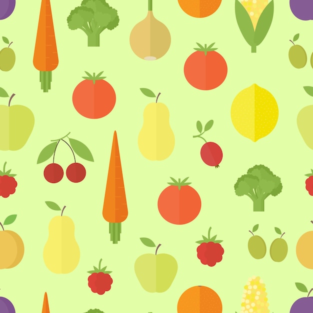 Fruits seamless pattern in flat