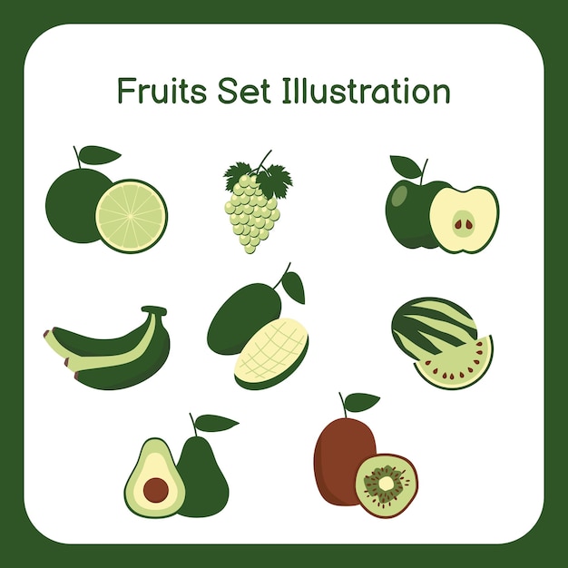 Vettore set di frutta illustrato