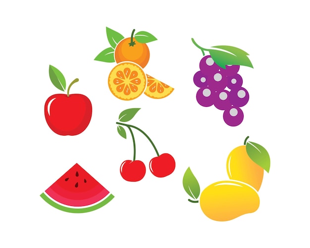 Fruits set vectoricon illustration design template