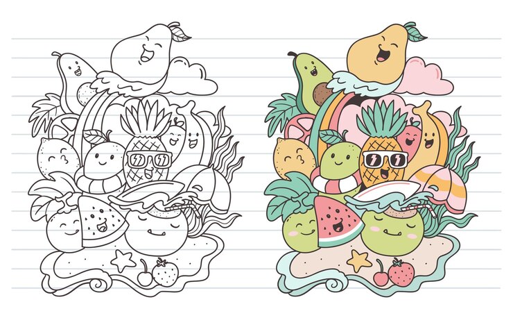 Vector 여름 낙서에 과일