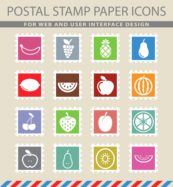 Fruits  symbols on mail paper icons