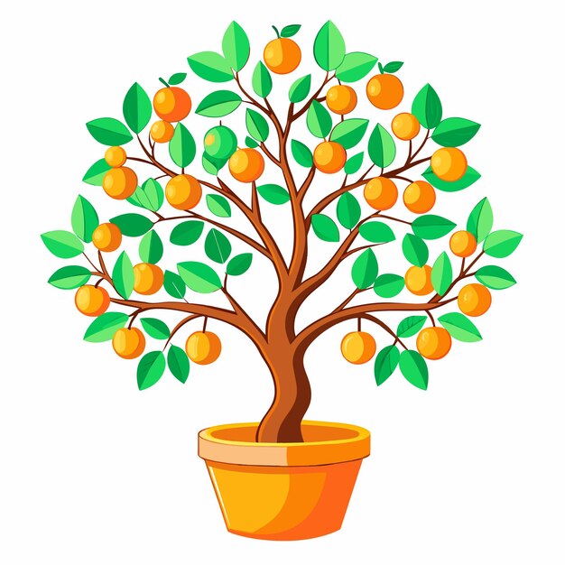 Fruits tree in a pot vector illustration