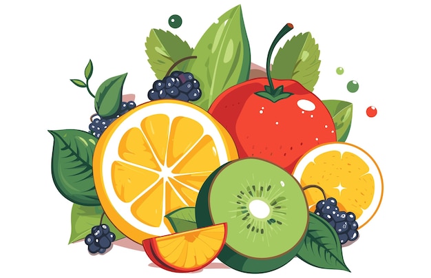 Fruits vector illustratie vegan dag fruits platte vector tekening