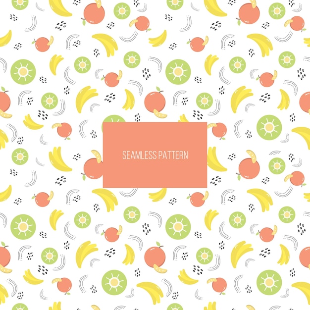 Fruits vector seamless pattern Fruits in a simple Scandinavian cartoon drawing style Illustration