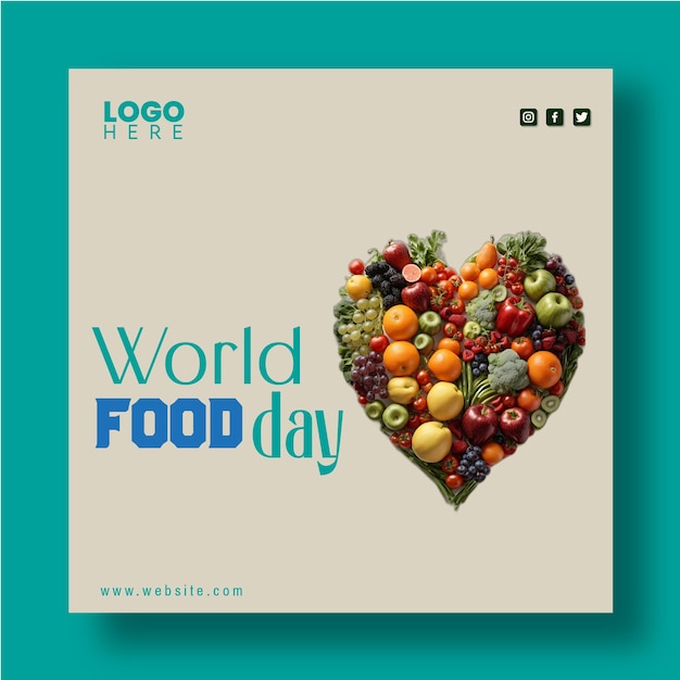 Vector fruits and vegetables formed heart shape world food day template vector