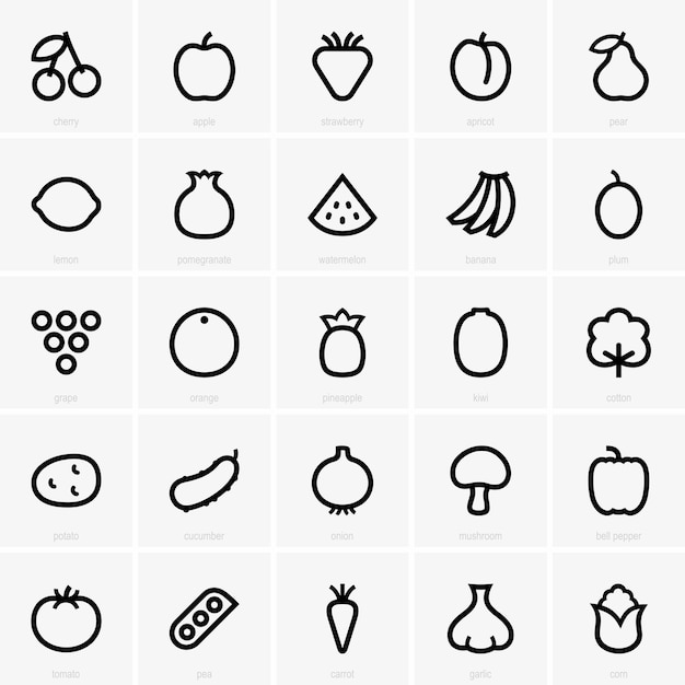 Fruits and vegetables icons