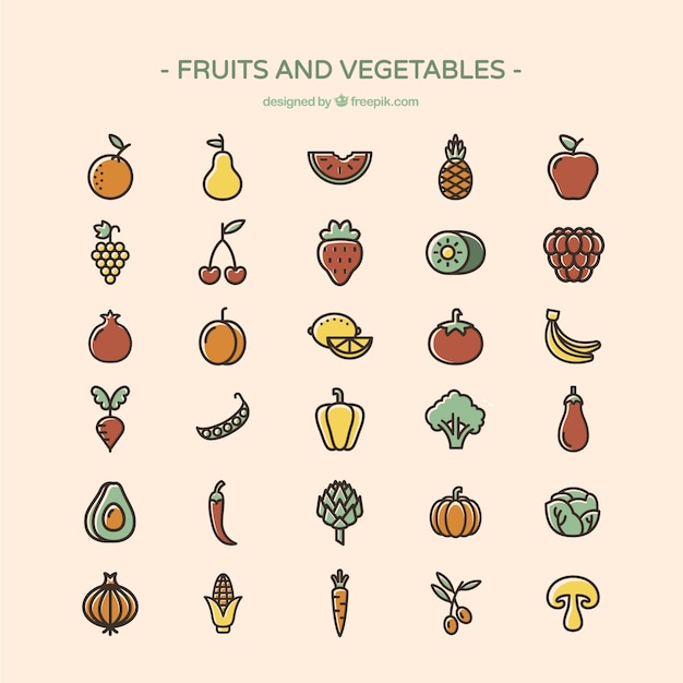 Fruits and vegetables icons