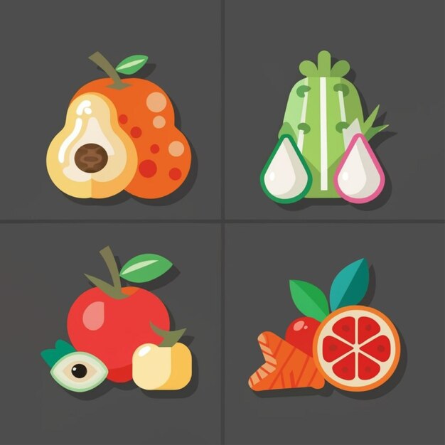 Vector fruits and vegetables illustration