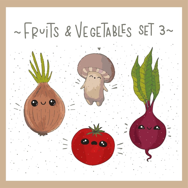 Vector fruits and vegetables set 3