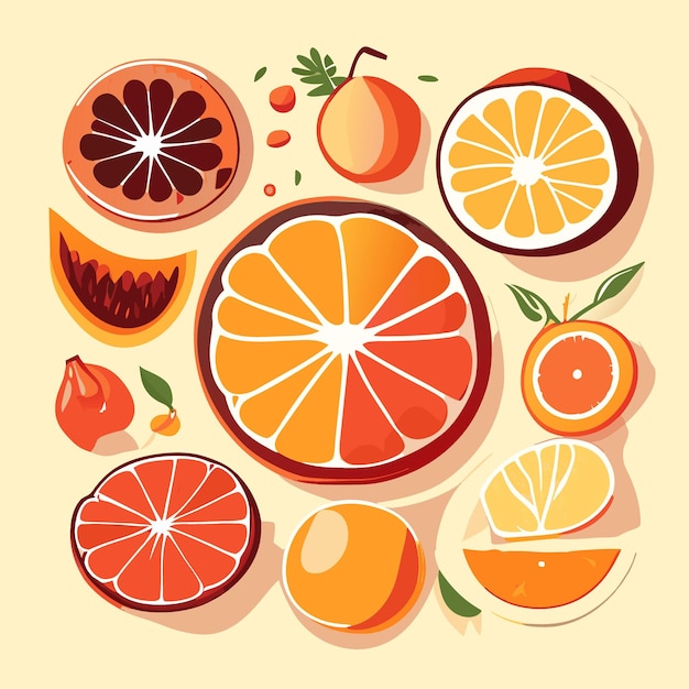 fruits and vegetables top view vector illustration flat