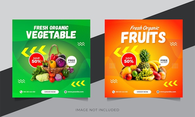 Vector fruits and vegetables year instagram posts template