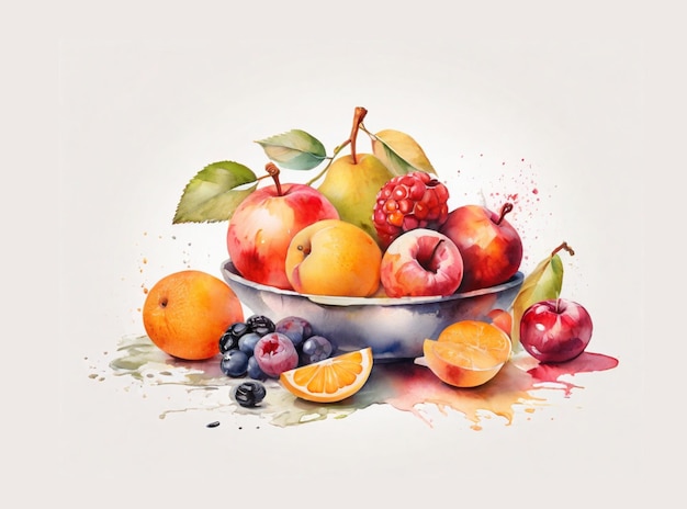 Vector fruits watercolor background