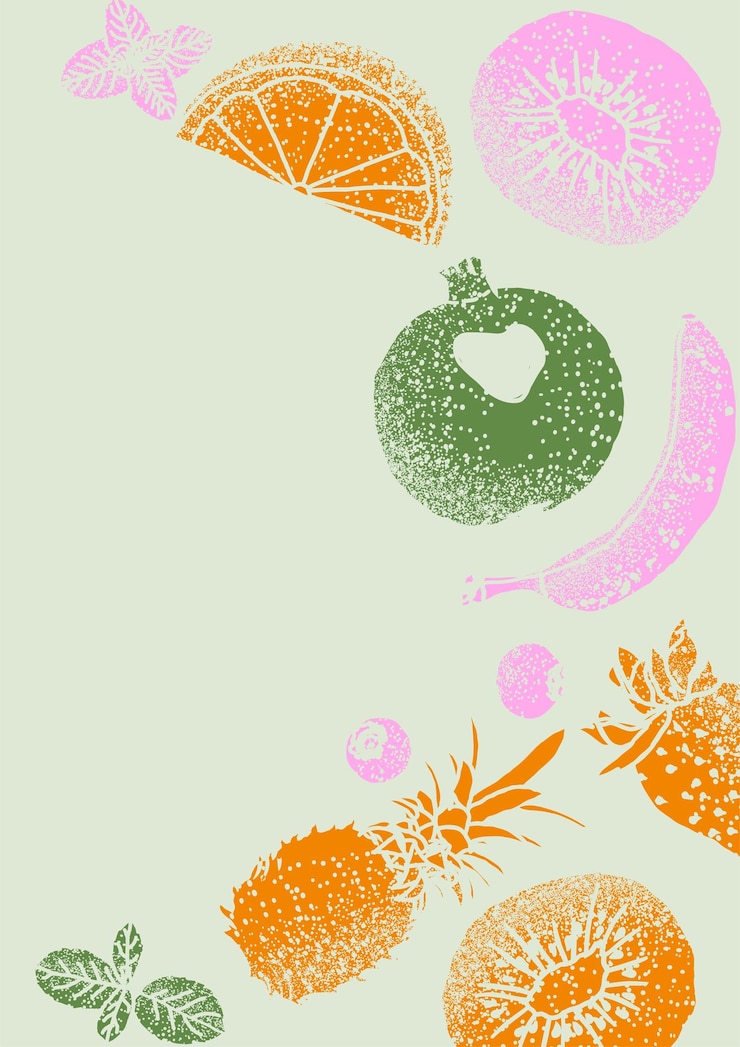 Vector fruits with spray texture illustration design