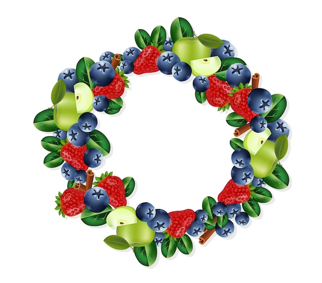 Vector fruits wreath frame